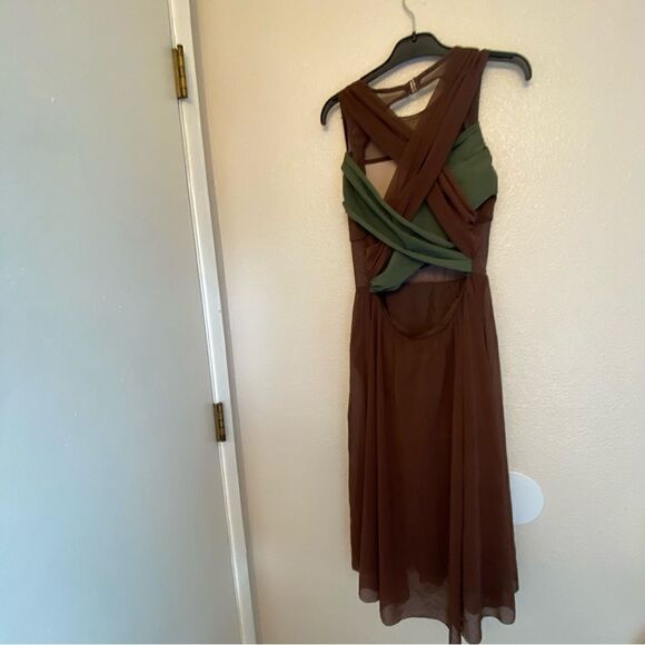 Weissman Balera Dance Costume custom brown Mesh Wrap Midi Dress D11003 Adult MA - Picture 3 of 12